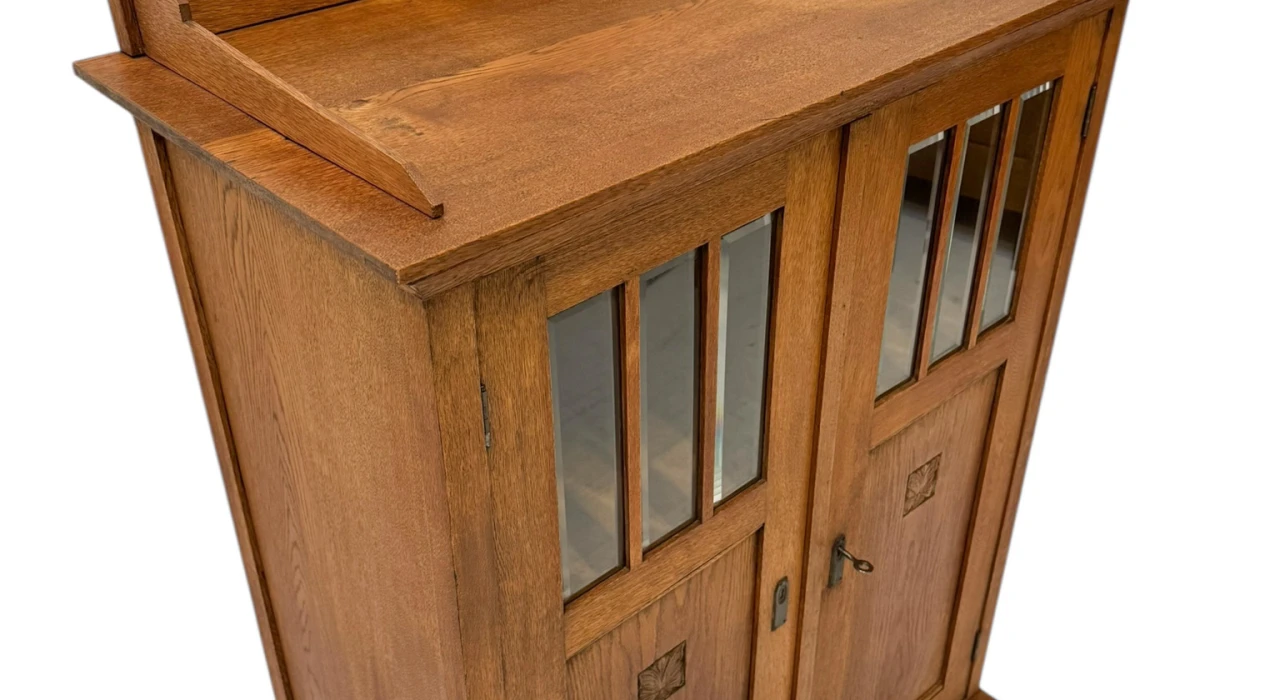 Arts & Crafts Art Nouveau Bookcase with Beveled Glass, 1900s